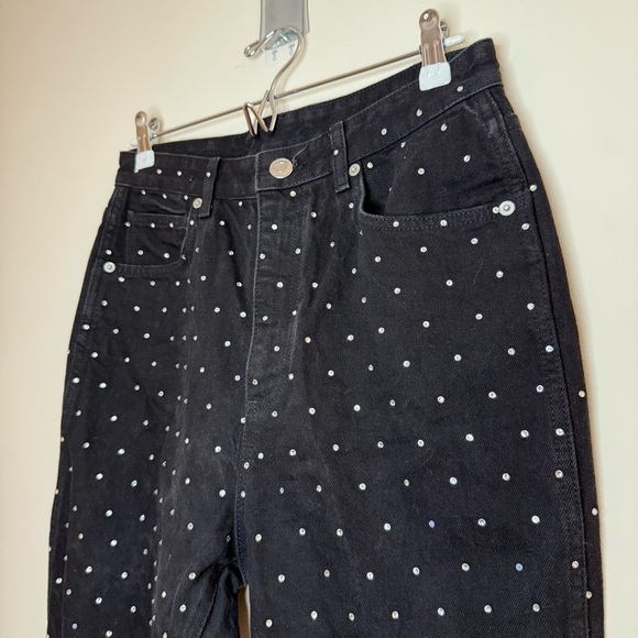 GIANNI BINI Ivy Rhinestone Sparkle Chic Black High Waisted Straight Leg Jeans - Picture 3 of 9